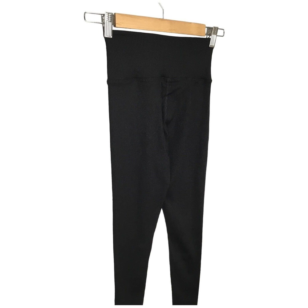Year of Ours Veronica Ribbed Leggings Cross Waistband Dance Yoga Black M - Picture 3 of 7